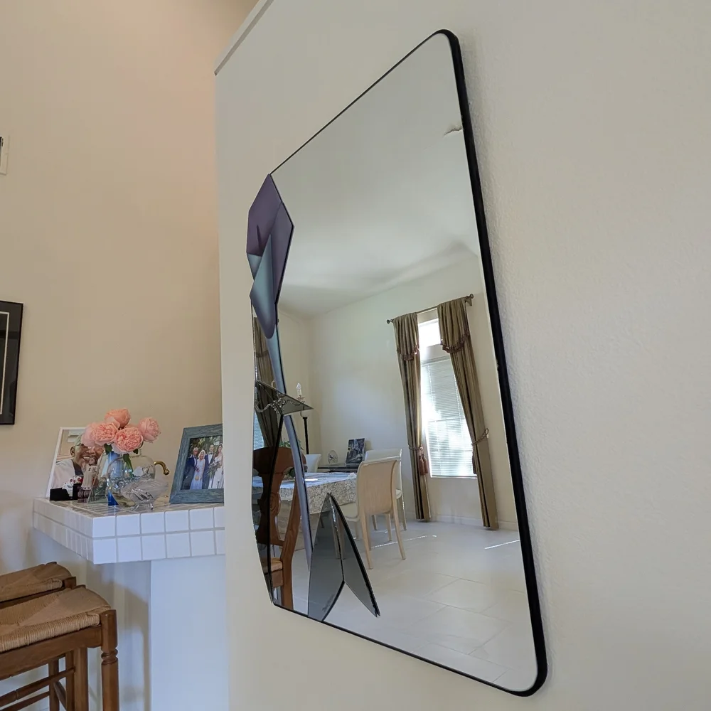 Modern Abstract Wall Mirror with Purple and Blue Accents